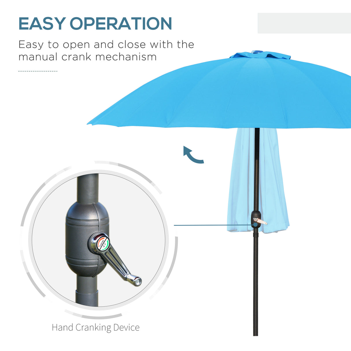 Polyester Shanghai Tilting Parasol Umbrella 250cm Diameter - Velmora