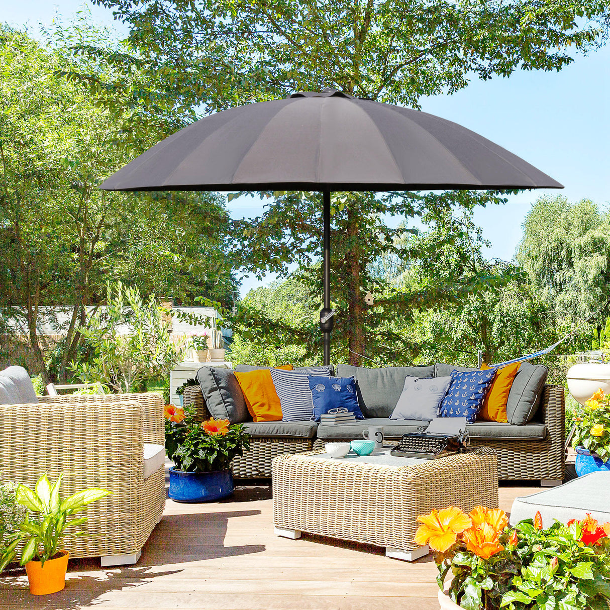 Polyester Shanghai Tilting Parasol Umbrella 250cm Diameter - Velmora