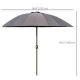 Polyester Shanghai Tilting Parasol Umbrella 250cm Diameter - Velmora