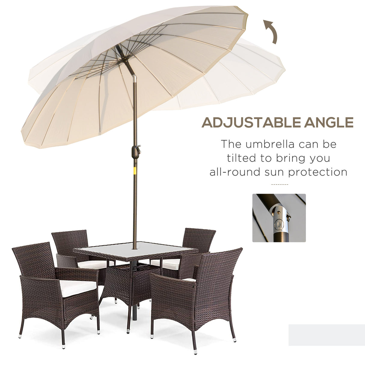Polyester Shanghai Tilting Parasol Umbrella 250cm Diameter - Velmora