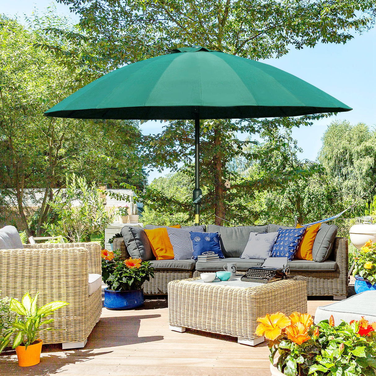 Polyester Shanghai Tilting Parasol Umbrella 250cm Diameter - Velmora