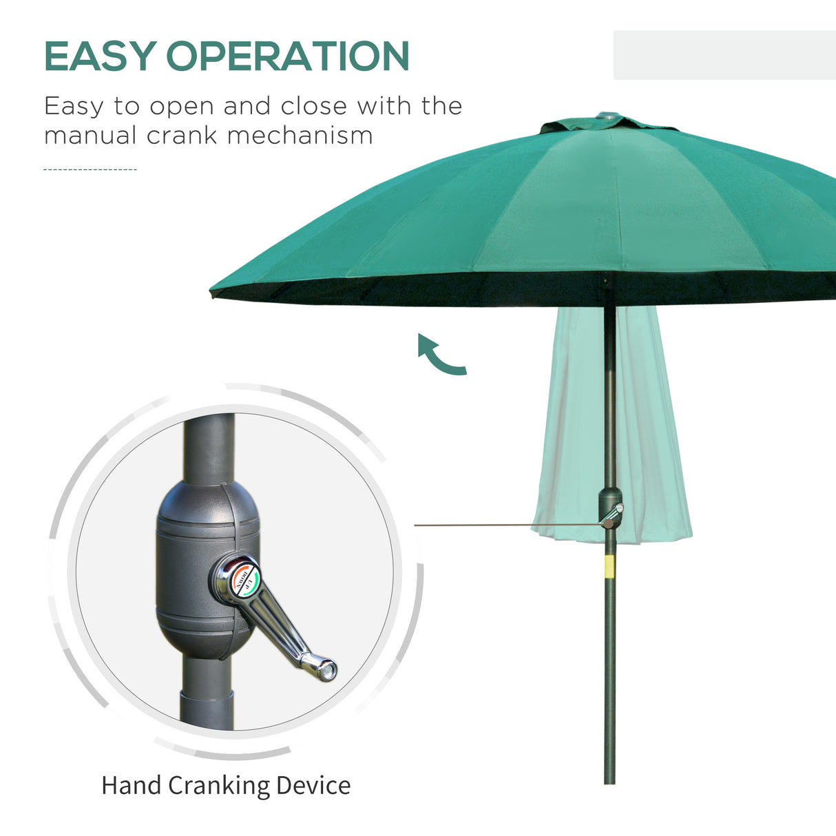 Polyester Shanghai Tilting Parasol Umbrella 250cm Diameter - Velmora