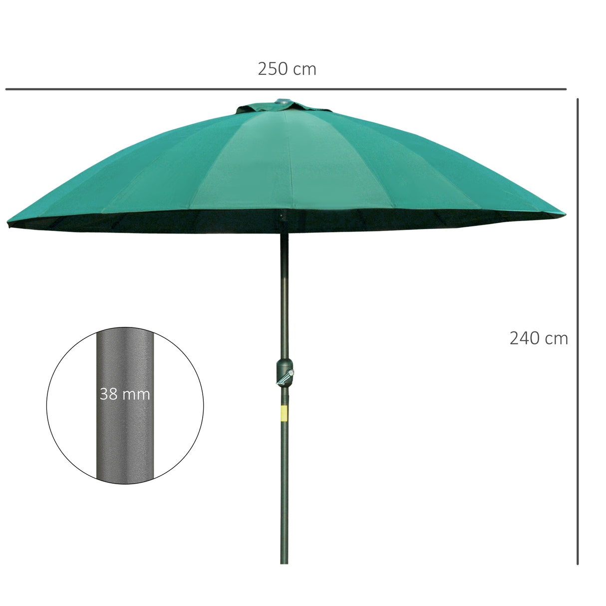Polyester Shanghai Tilting Parasol Umbrella 250cm Diameter - Velmora