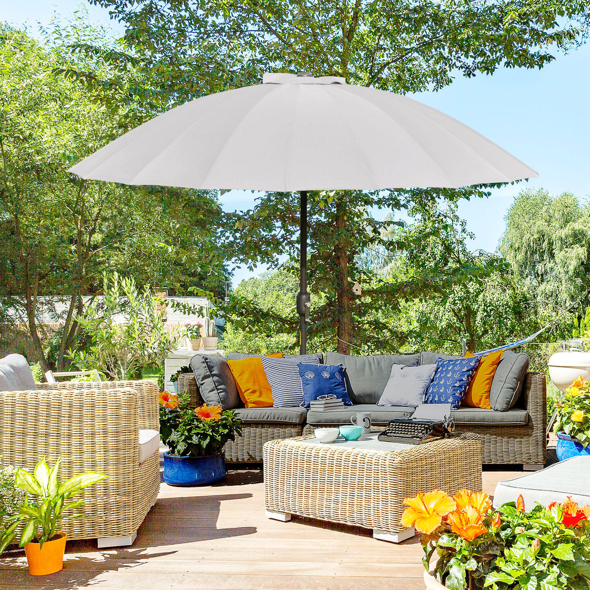 Polyester Shanghai Tilting Parasol Umbrella 250cm Diameter - Velmora