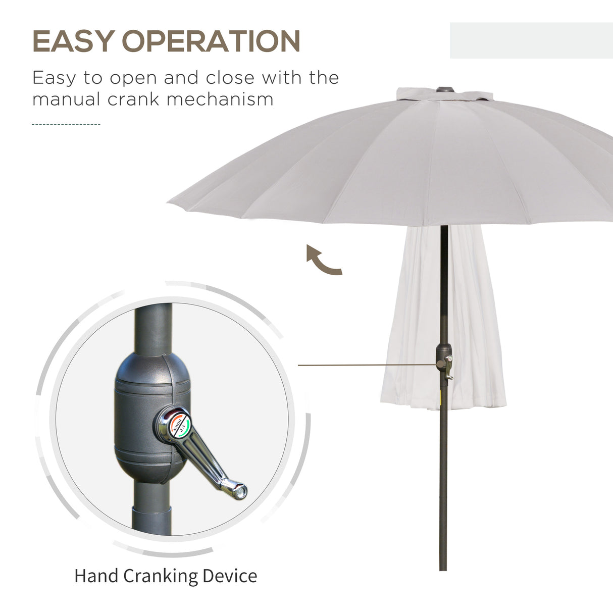 Polyester Shanghai Tilting Parasol Umbrella 250cm Diameter - Velmora