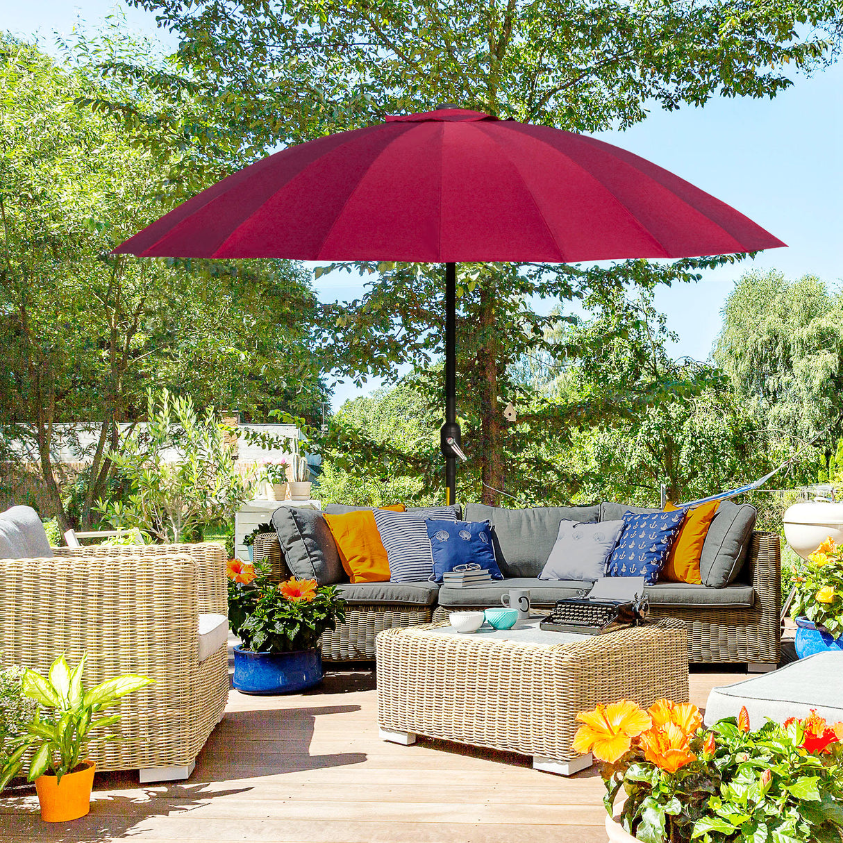 Polyester Shanghai Tilting Parasol Umbrella 250cm Diameter - Velmora