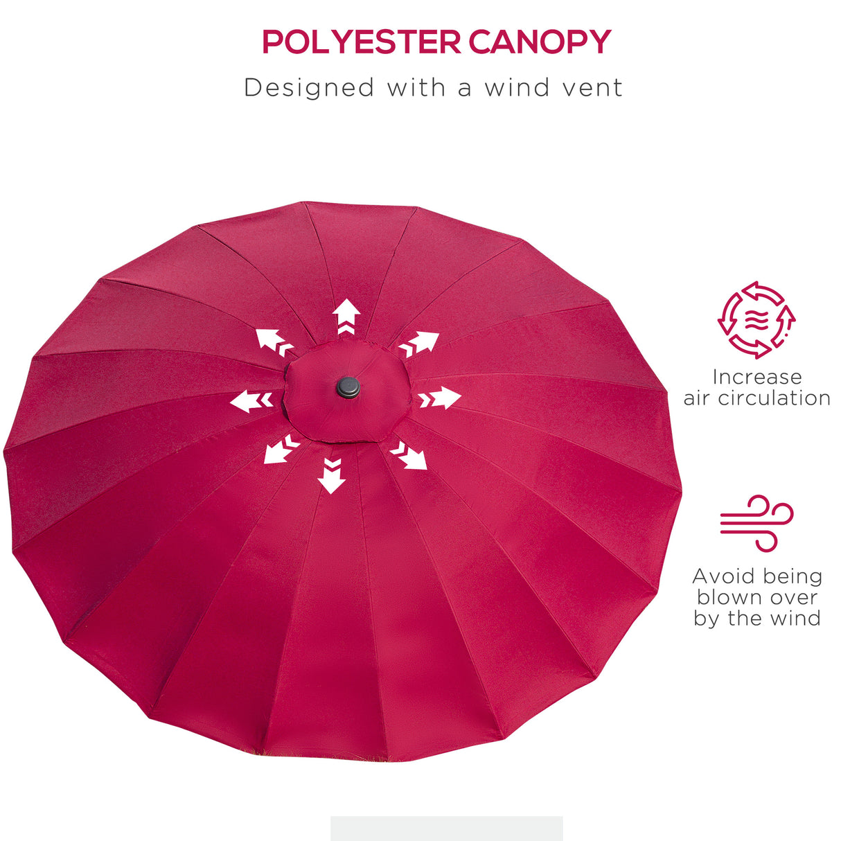 Polyester Shanghai Tilting Parasol Umbrella 250cm Diameter - Velmora