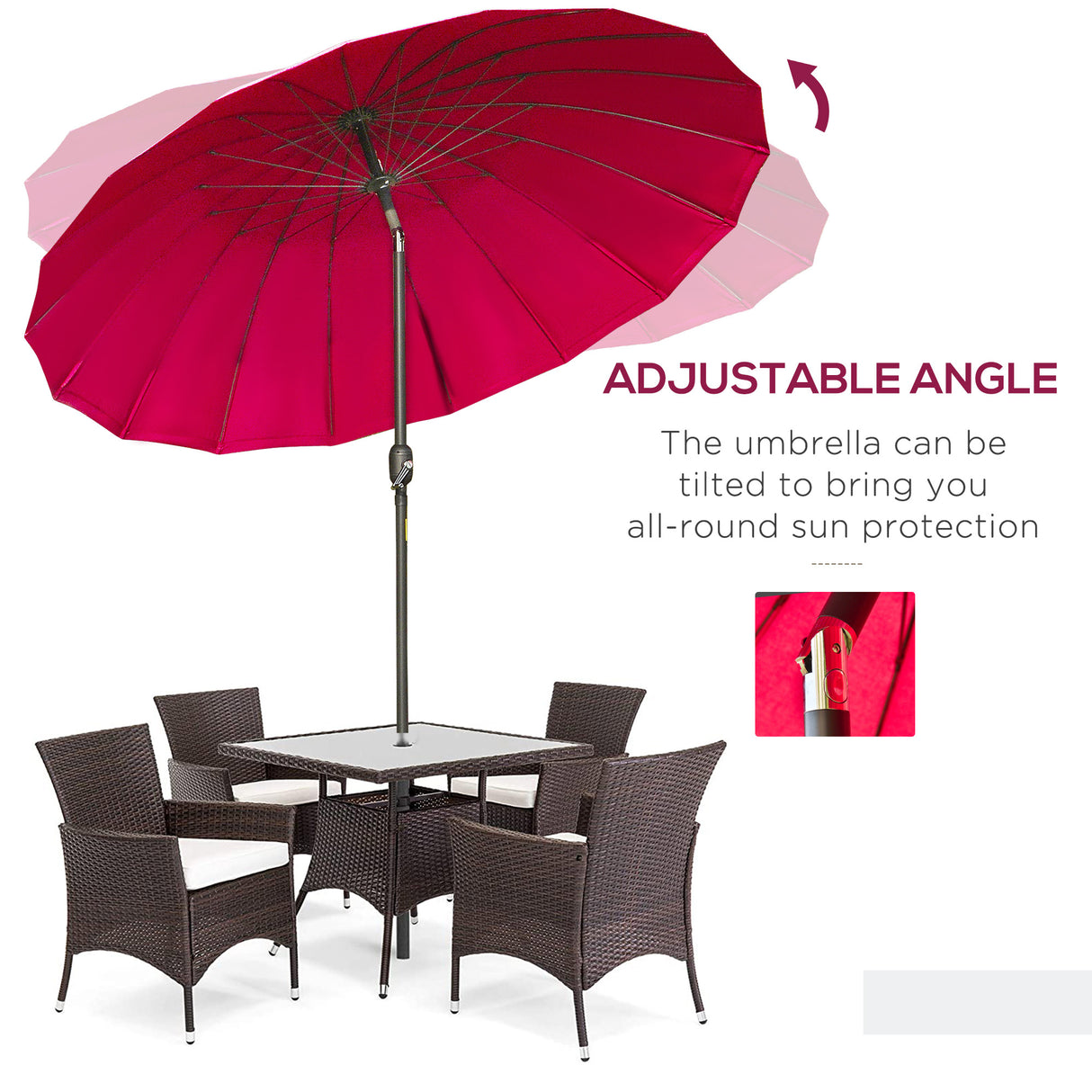 Polyester Shanghai Tilting Parasol Umbrella 250cm Diameter - Velmora