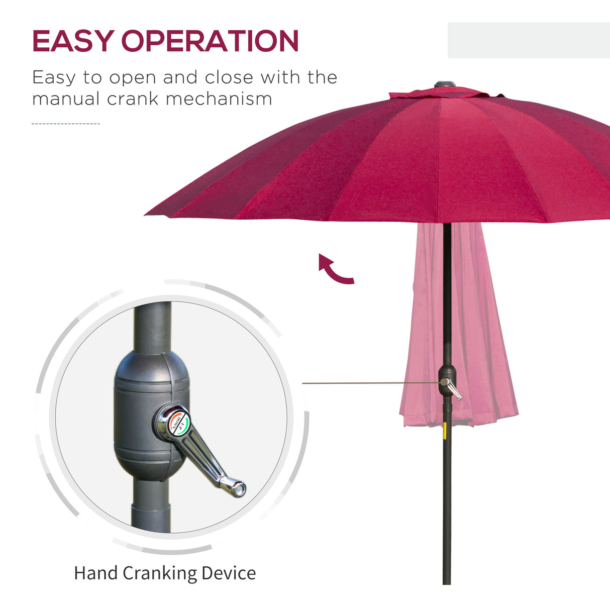 Polyester Shanghai Tilting Parasol Umbrella 250cm Diameter - Velmora
