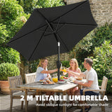Polyester Tilting Parasol Umbrella 196cm Diameter - Velmora