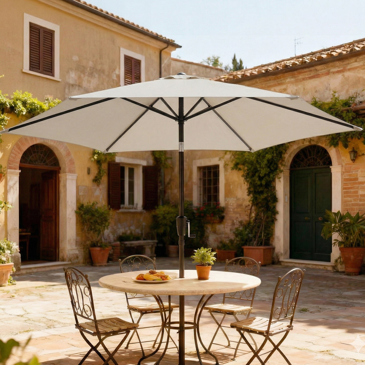 Polyester Tilting Parasol Umbrella 196cm Diameter - Velmora