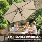 Polyester Tilting Parasol Umbrella 196cm Diameter - Velmora