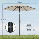 Polyester Tilting Parasol Umbrella 196cm Diameter - Velmora