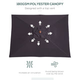 Polyester Tilting Parasol Umbrella 200cm Width x 150cm Depth - Velmora