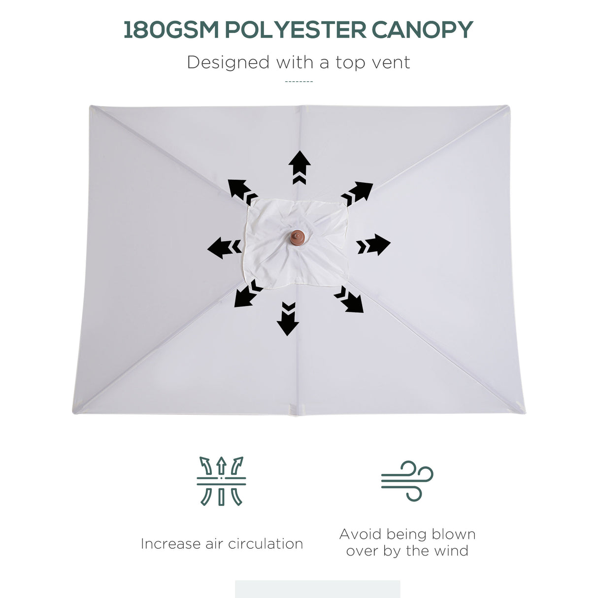 Polyester Tilting Parasol Umbrella 200cm Width x 150cm Depth - Velmora