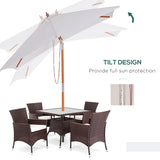 Polyester Tilting Parasol Umbrella 200cm Width x 150cm Depth - Velmora
