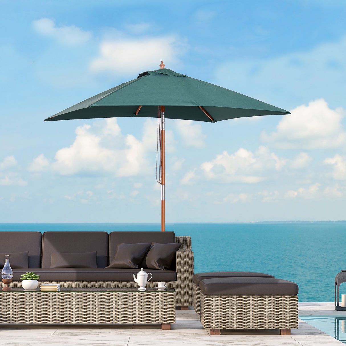 Polyester Tilting Parasol Umbrella 200cm Width x 150cm Depth - Velmora