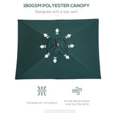 Polyester Tilting Parasol Umbrella 200cm Width x 150cm Depth - Velmora