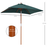 Polyester Tilting Parasol Umbrella 200cm Width x 150cm Depth - Velmora