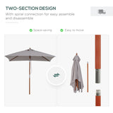 Polyester Tilting Parasol Umbrella 200cm Width x 150cm Depth - Velmora