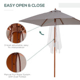 Polyester Tilting Parasol Umbrella 200cm Width x 150cm Depth - Velmora