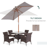 Polyester Tilting Parasol Umbrella 200cm Width x 150cm Depth - Velmora