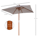 Polyester Tilting Parasol Umbrella 200cm Width x 150cm Depth - Velmora