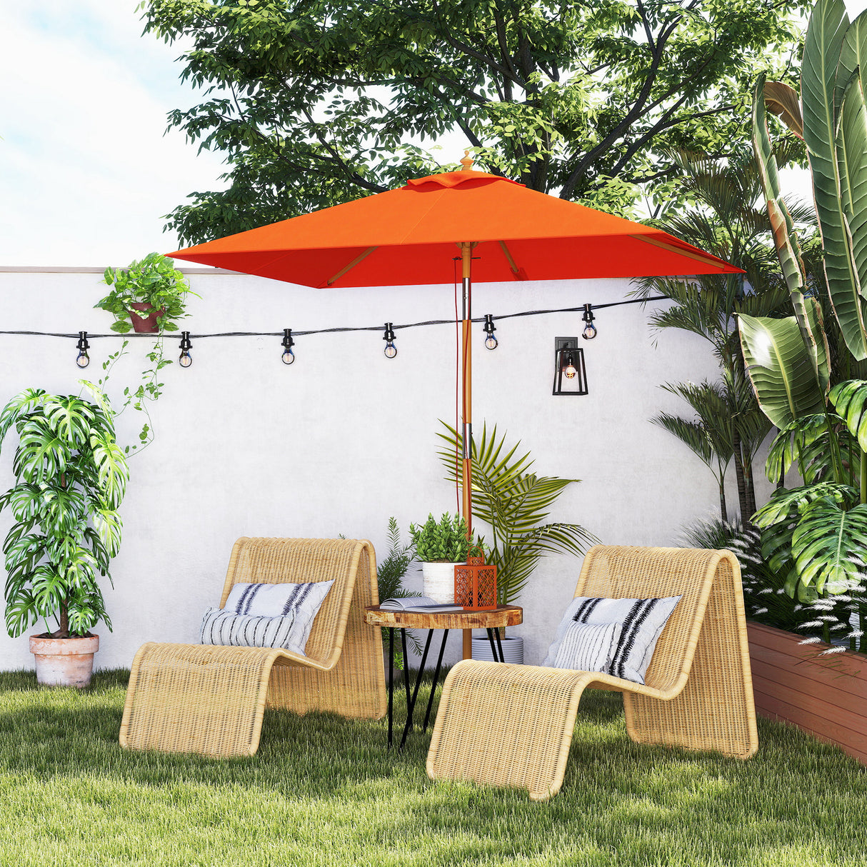 Polyester Tilting Parasol Umbrella 200cm Width x 150cm Depth - Velmora