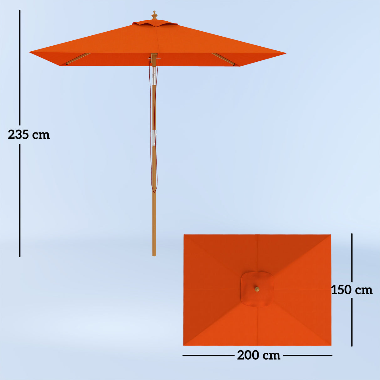 Polyester Tilting Parasol Umbrella 200cm Width x 150cm Depth - Velmora