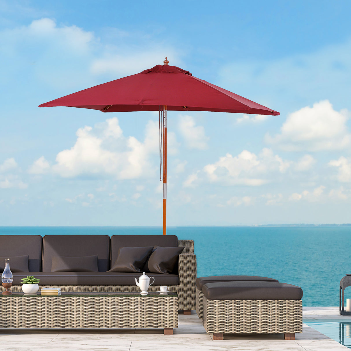 Polyester Tilting Parasol Umbrella 200cm Width x 150cm Depth - Velmora