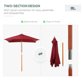 Polyester Tilting Parasol Umbrella 200cm Width x 150cm Depth - Velmora