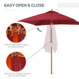 Polyester Tilting Parasol Umbrella 200cm Width x 150cm Depth - Velmora