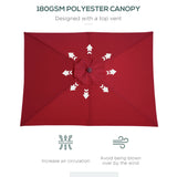 Polyester Tilting Parasol Umbrella 200cm Width x 150cm Depth - Velmora