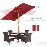 Polyester Tilting Parasol Umbrella 200cm Width x 150cm Depth - Velmora