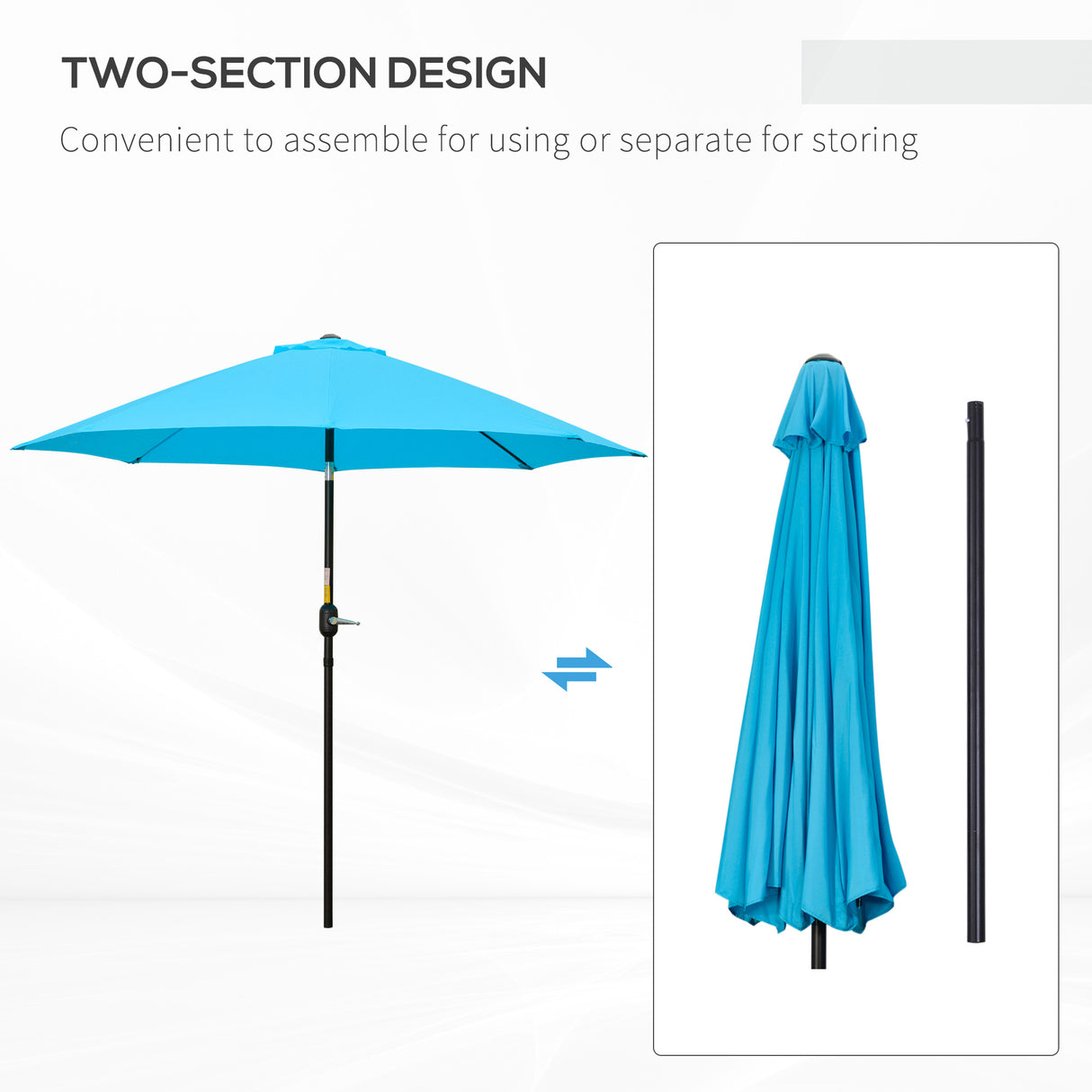 Polyester Tilting Parasol Umbrella 263cm Diameter - Velmora