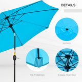 Polyester Tilting Parasol Umbrella 263cm Diameter - Velmora