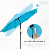 Polyester Tilting Parasol Umbrella 263cm Diameter - Velmora