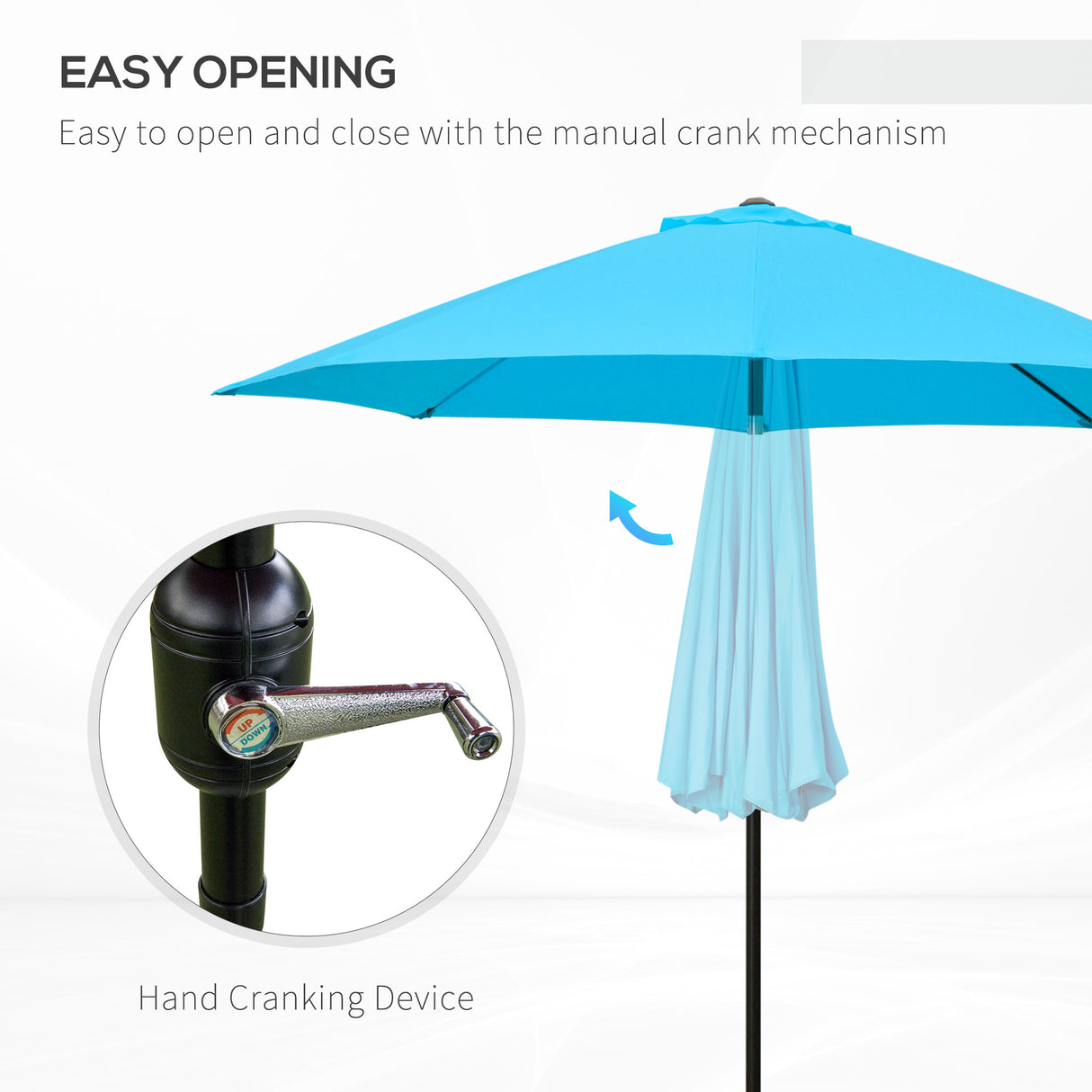 Polyester Tilting Parasol Umbrella 263cm Diameter - Velmora
