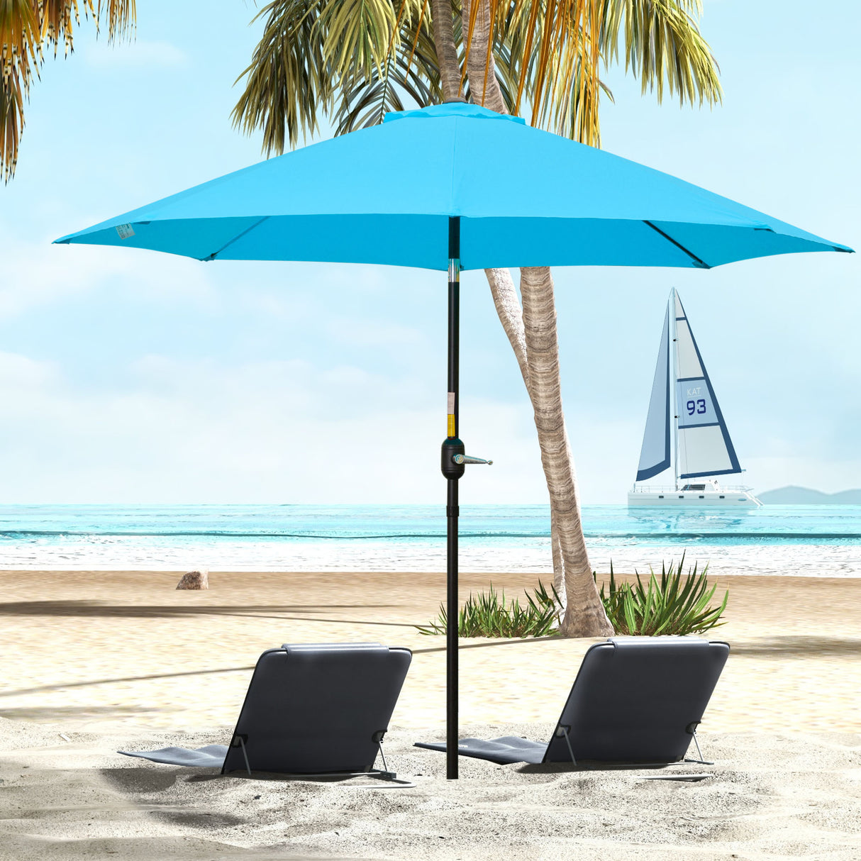 Polyester Tilting Parasol Umbrella 263cm Diameter - Velmora