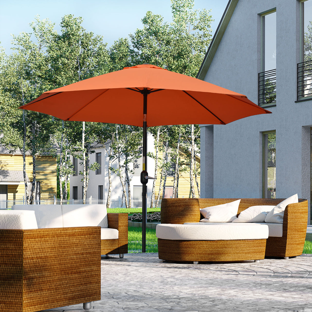 Polyester Tilting Parasol Umbrella 263cm Diameter - Velmora