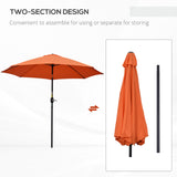 Polyester Tilting Parasol Umbrella 263cm Diameter - Velmora