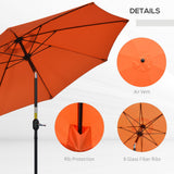 Polyester Tilting Parasol Umbrella 263cm Diameter - Velmora