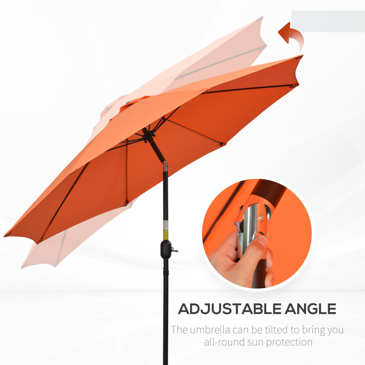 Polyester Tilting Parasol Umbrella 263cm Diameter - Velmora