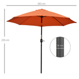 Polyester Tilting Parasol Umbrella 263cm Diameter - Velmora