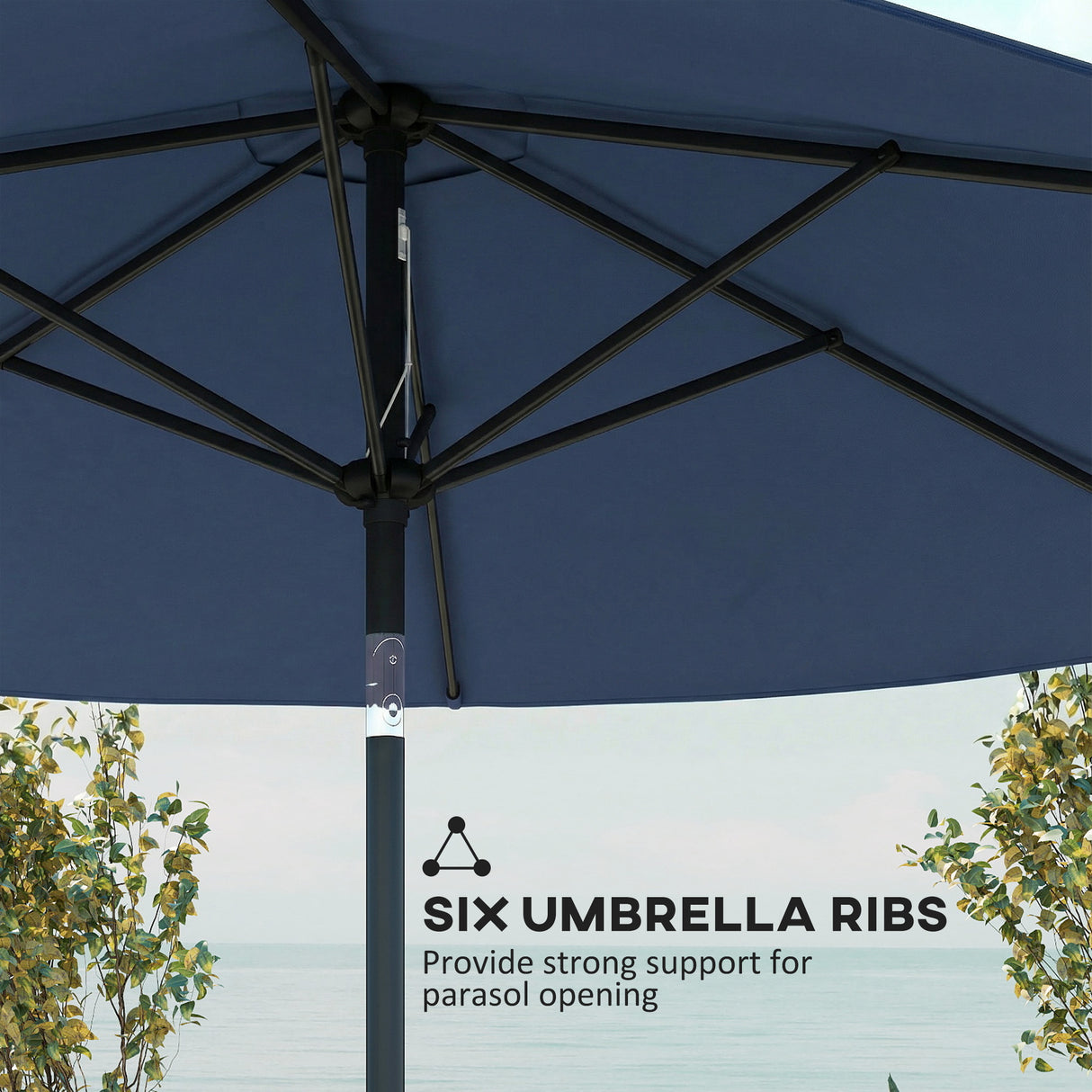 Polyester Tilting Parasol Umbrella 264cm Diameter x 238 High - Velmora