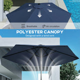 Polyester Tilting Parasol Umbrella 264cm Diameter x 238 High - Velmora