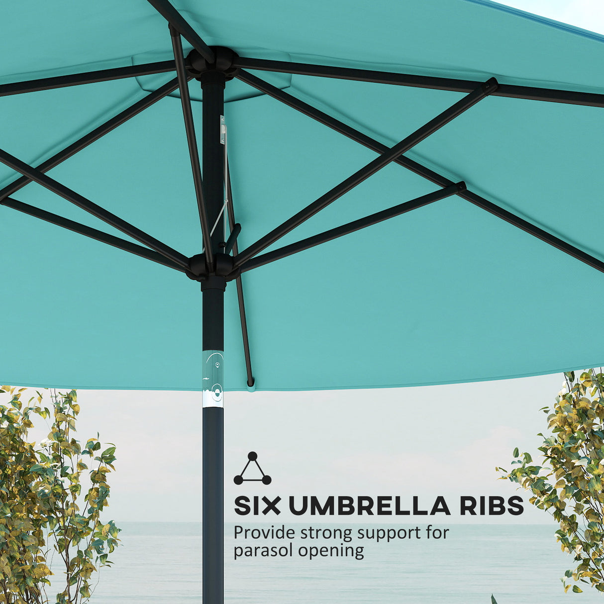 Polyester Tilting Parasol Umbrella 264cm Diameter x 238 High - Velmora