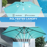 Polyester Tilting Parasol Umbrella 264cm Diameter x 238 High - Velmora