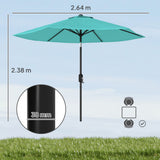 Polyester Tilting Parasol Umbrella 264cm Diameter x 238 High - Velmora