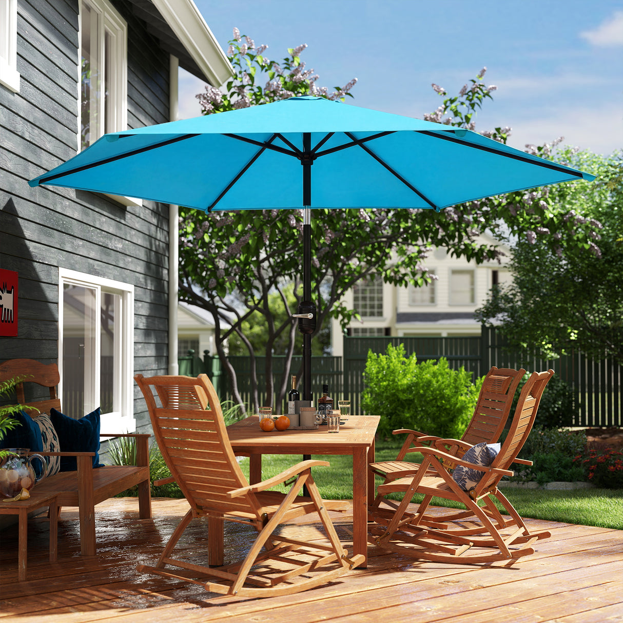 Polyester Tilting Parasol Umbrella 265cm Diameter - Velmora